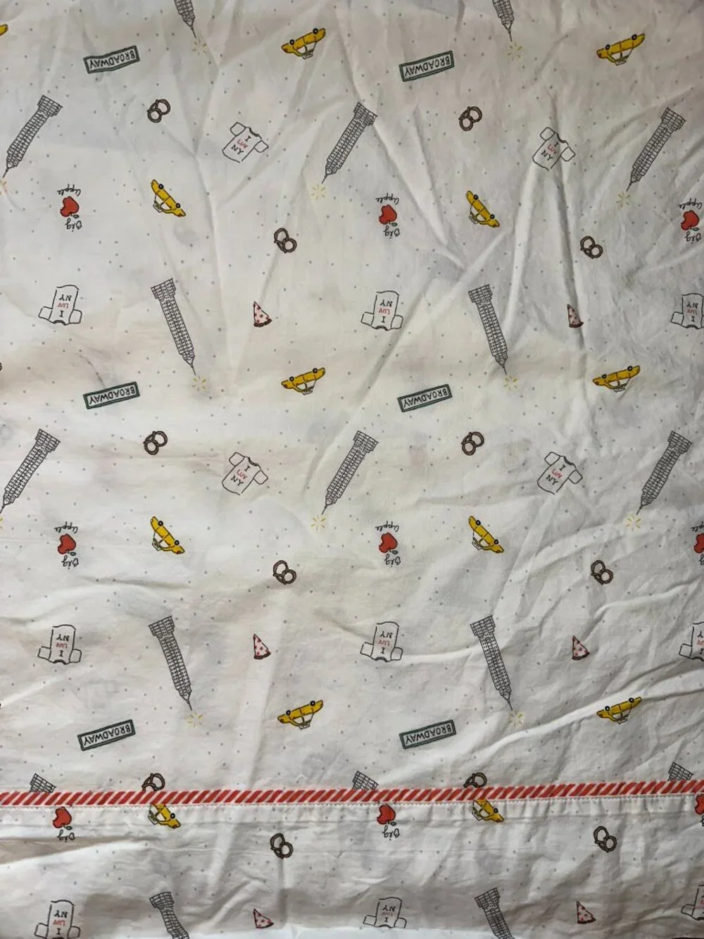 Martha Stewart Collection Empire State I Love New York Cotton Flat Sheet TWIN